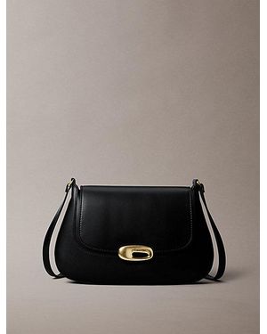 Calvin Klein Engraved Medium Flap Crossbody Bag - Black