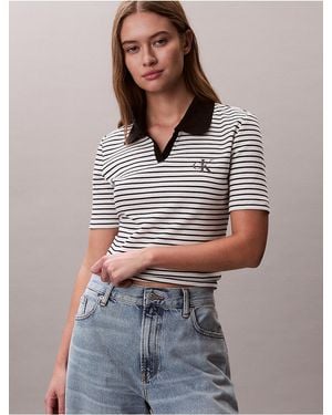 Calvin Klein Slim Ribbed Stripe Polo Shirt - Multicolor