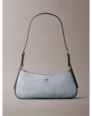 Calvin Klein Hardware Monogram Denim Shoulder Bag - Gray