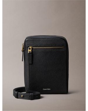 Calvin Klein Premium Leather Crossbody - Black
