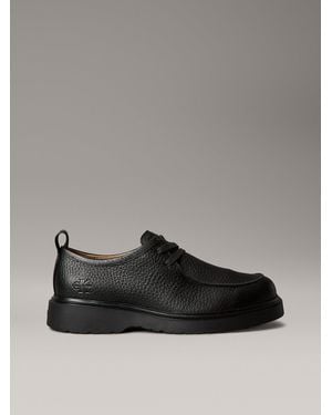 Calvin Klein Pebbled Leather Lug Sole Derby Shoes - Grey