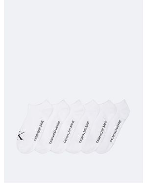 Calvin Klein Monogram No Show 6-Pack Socks - White