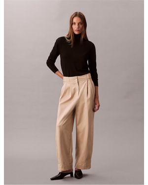 Calvin Klein Adjustable Wide Leg Chino Pants - Brown