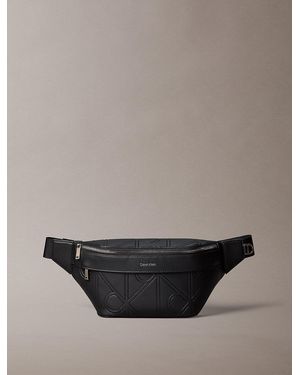 Calvin Klein Embossed Allover Emblem Logo Bum Bag - Black