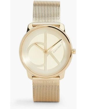 Calvin Klein Monogram Logo Mesh Bracelet Watch - Metallic