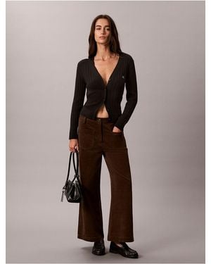Calvin Klein Calvin Klein Corduroy Wide Leg Pants - Brown
