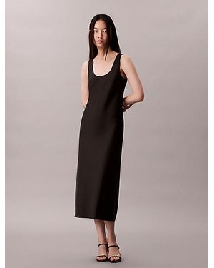 Calvin Klein Satijnen Midi-Jurk Met Spaghettibandjes - Zwart