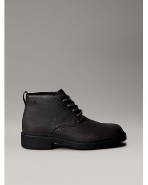 Calvin Klein Leather Airfit Lugged Desert Boots - Black