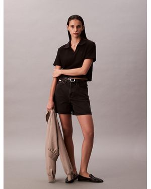 Calvin Klein High Rise A-Line Denim Shorts - Multicolour