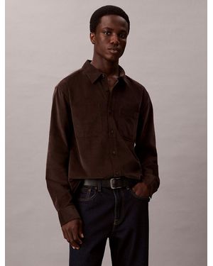 Calvin Klein Corduroy Relaxed Button-Up Shirt - Brown