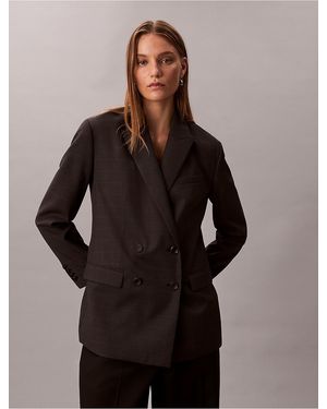 Calvin Klein Houndstooth Wool Blend Relaxed Blazer - Multicolor