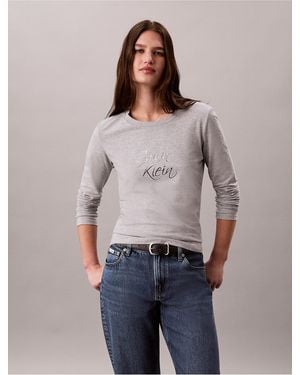 Calvin Klein Calvin Klein Slim Script Logo Long Sleeve Tee - Gray