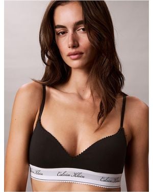 Calvin Klein Icon Cotton Modal Script Bralette - Black