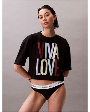 Calvin Klein Marc Hundley Pride Graphic Relaxed Cropped T-Shirt - Brown