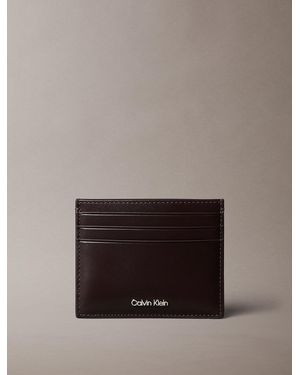Calvin Klein Logo Leather Rfid Cardholder - Brown