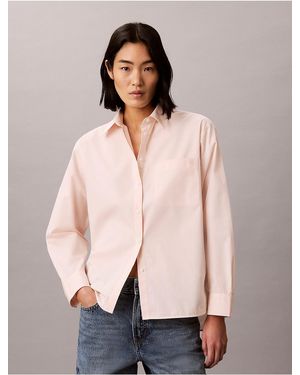 Calvin Klein Calvin Klein Cotton Poplin Relaxed Button-Down Shirt - Natural
