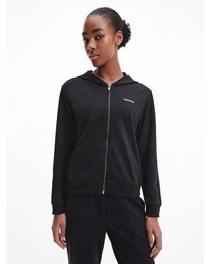 Calvin Klein Lounge Zip Up Hoodie - Modern Cotton - - Black - Women - S - Negro