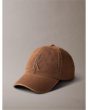 Calvin Klein Embroidered Monogram Denim Cap - Brown