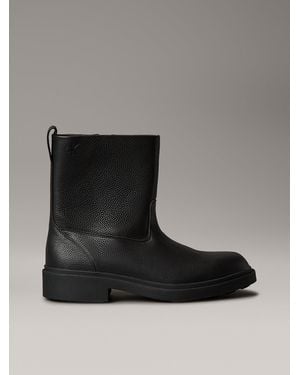 Calvin Klein Leather Airfit Lugged Zip Boots - Black