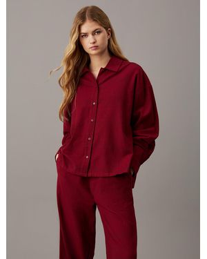 Calvin Klein Cotton Flannel Pyjama Top - Red