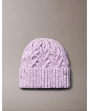 Calvin Klein Cable Knit Cuff Hat - Pink