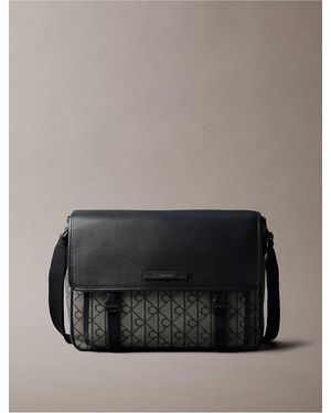 Calvin Klein Emblem Jacquard Messenger Bag - Gray