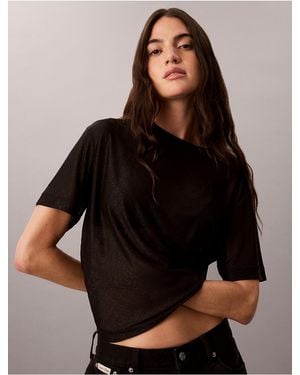 Calvin Klein Calvin Klein Relaxed Emblem Logo Mesh Crewneck Tee - Black