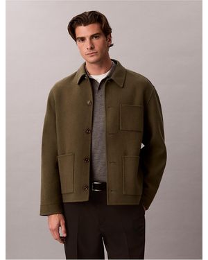 Calvin Klein Double-Faced Wool Blend Chore Jacket - Brown