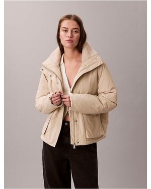 Calvin Klein Sherpa Collar Relaxed Jacket - Natural