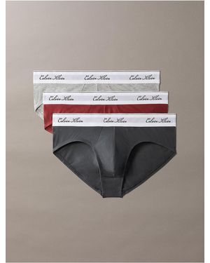 Calvin Klein Icon Cotton Stretch Script 3-Pack Hip Brief - Gray