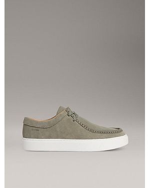 Calvin Klein Leren Hybride Veterschoenen Met Apron Punt - Grijs
