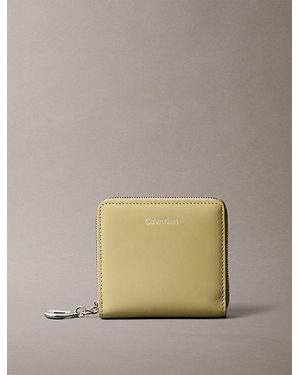 Calvin Klein Leren Portemonnee Met Rits - Naturel