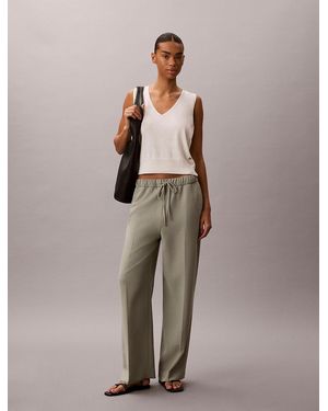 Calvin Klein Soft Twill Drawstring Trousers - Natural