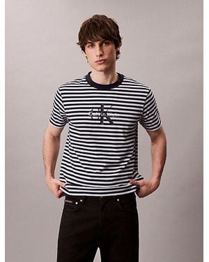 Calvin Klein Jeans Monogram Logo Stripe Relaxed T-Shirt - Multicolour