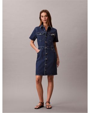 Calvin Klein Calvin Klein Denim Mini Trucker Dress - Blue