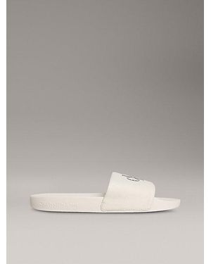 Calvin Klein Canvas Sliders Met Logo - Grijs