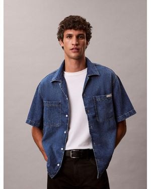 Calvin Klein Denim Short Sleeve Shirt - Blue