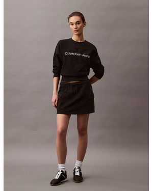 Calvin Klein Mini-Jupe Cargo En Tissu Éponge De Coton - Marron