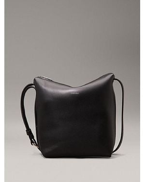Calvin Klein Leren Crossover Tote Bag - Zwart