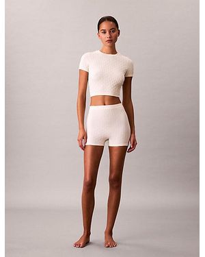 Calvin Klein Rib Emblem Seamless Pyjama Shorts - Natural