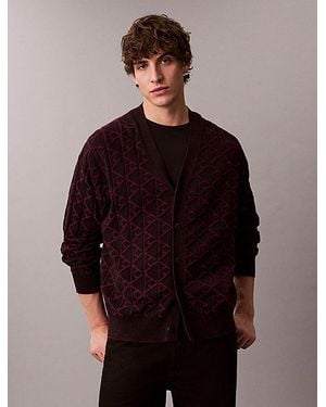 Calvin Klein Lässige Strickjacke Mit Durchgehendem Emblem-Logo - Braun