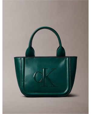 Calvin Klein Embossed Monogram Small Tote Bag - Green