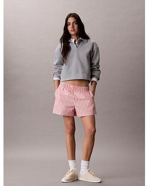 Calvin Klein Chino-Shorts Aus Popeline Mit Garngefärbten Streifen - Grau