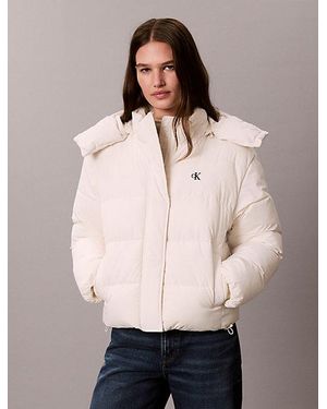 Calvin Klein Jeans Short Hooded Puffer Jacket - Natural