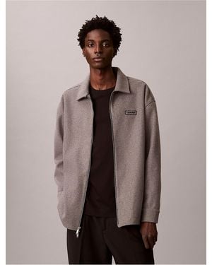 Calvin Klein Double Zip Shirt Jacket - Brown