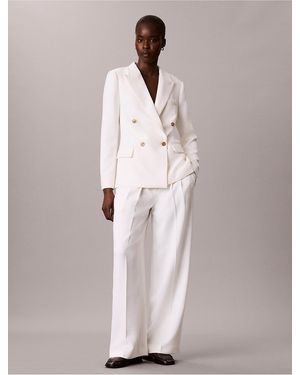 Calvin Klein Effortless Crepe Wide Leg Pleated Pants - Multicolor