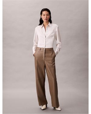 Calvin Klein Calvin Klein Faux Leather Relaxed Pants - Natural