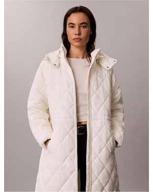 Calvin Klein Calvin Klein Quilted Hooded Long Liner Coat - Natural