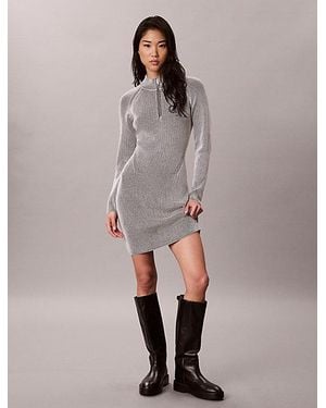 Calvin Klein Jeans Monogram Graphic Rib Mini Dress - Grey