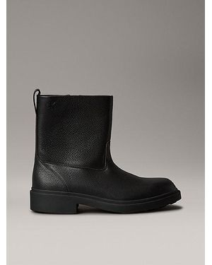 Calvin Klein Jeans Leather Airfit Lugged Zip Boots - Black